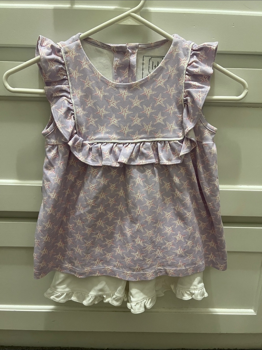 Girls' Lavender Star Ruffle Tank Top - Lila & Hayes. Size 5 set